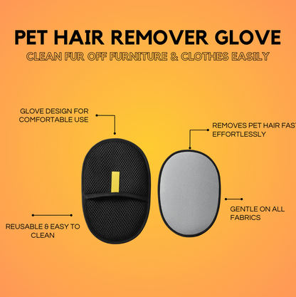 Pet Hair Remover Glove - Clean Fur Off Furniture & Clothes Easily
