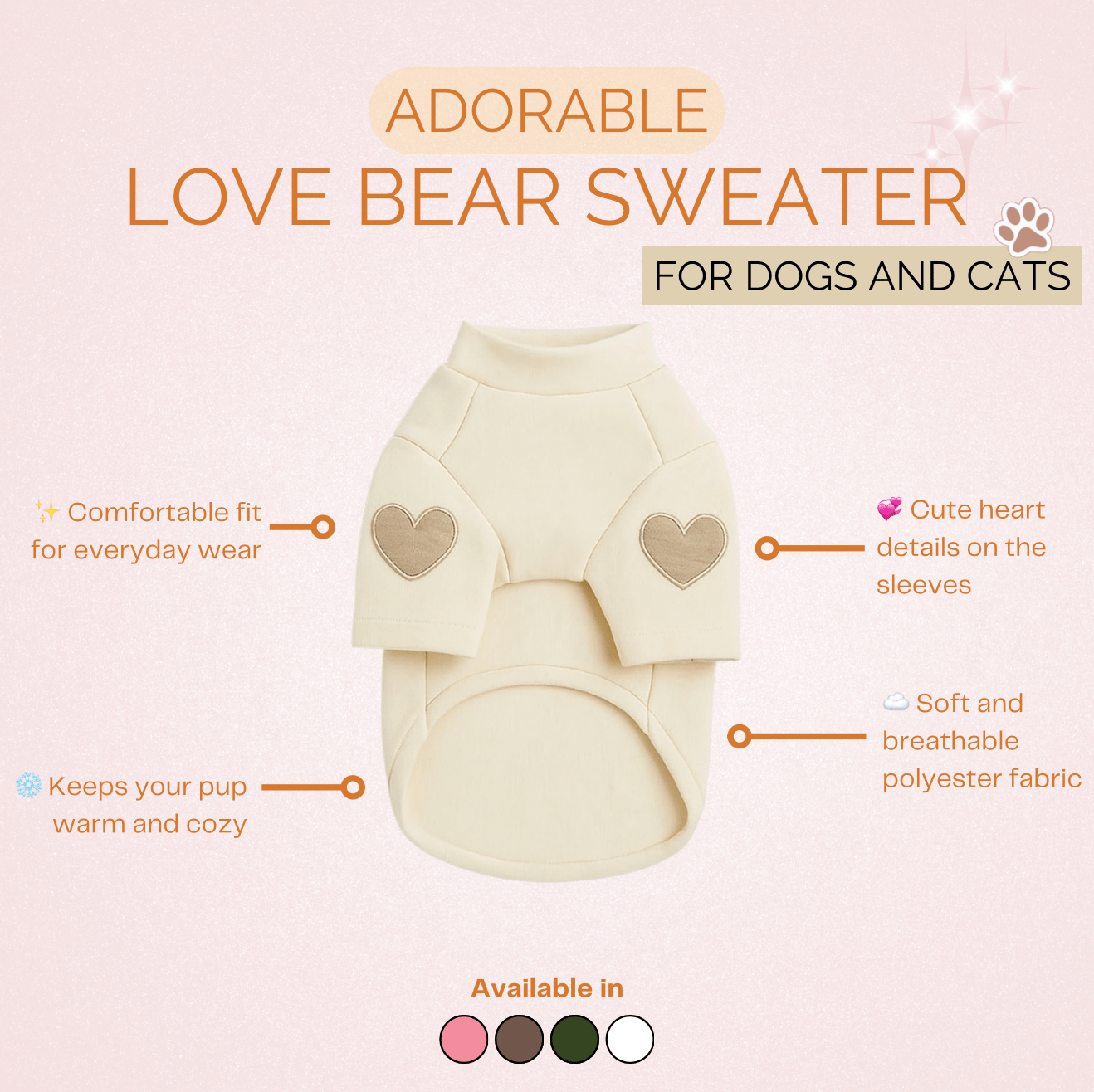 “Love Bear” Designer Dog Hoodie – Cuddly & Adorable Look