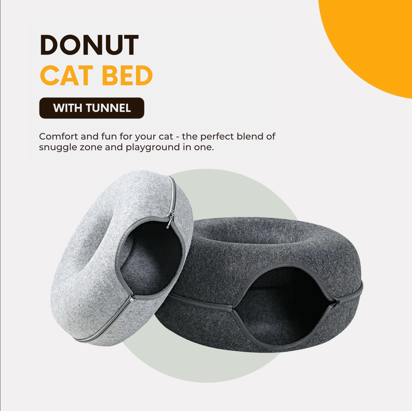 Donut Cat Bed with Tunnel – Cozy Hideout for Endless Play & Rest