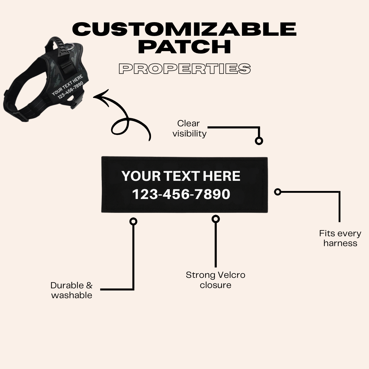 Custom Patch – Personalize your harness with Your Dog’s Name & Number